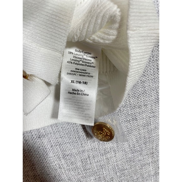 Sofia Vergara Womens Cardigan XL Ivory‎ Gold Button Knit Sweater Pockets New - Picture 4 of 10